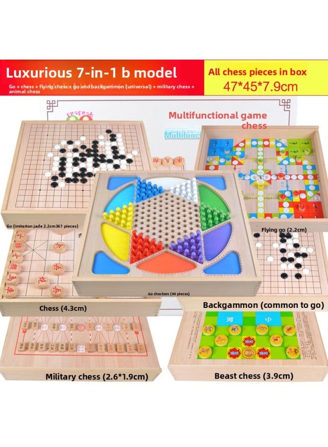 Large Gift Wooden Chess Flying Chess Gobang Checkers Puzzle Desktop Game Chess Board Game Toy